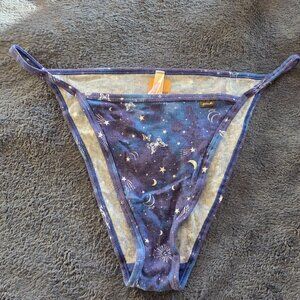 Victoria's Secret Pink! blue stars hi-leg string ribbed bikini panties size XL